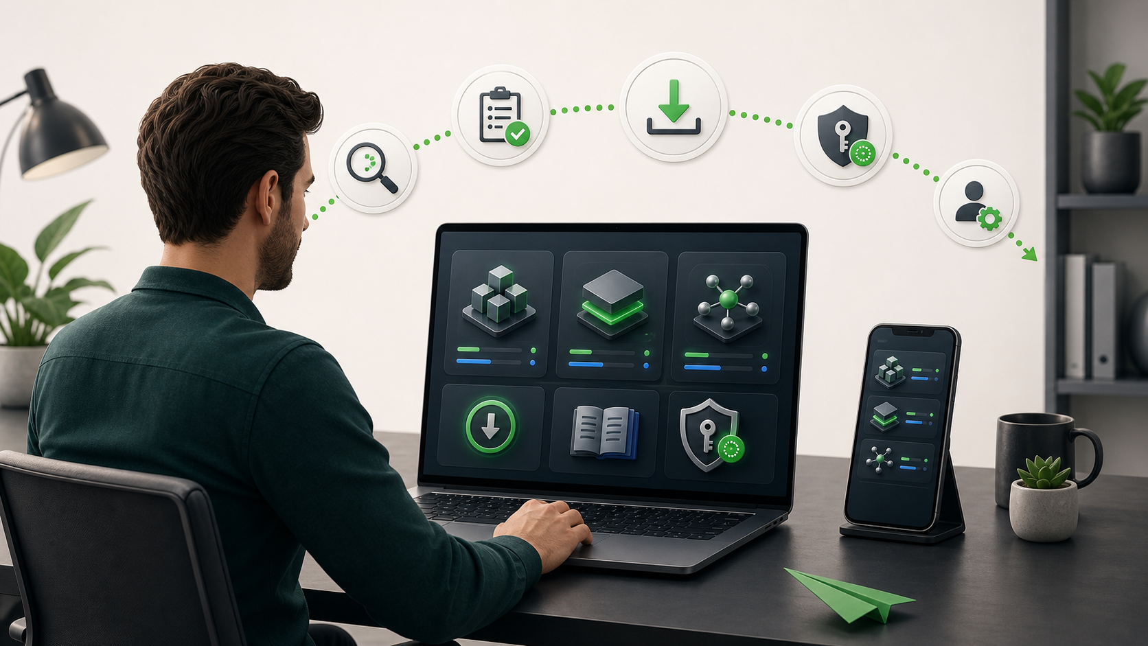 Customer discovering, downloading, and managing products in the Layr0 Console